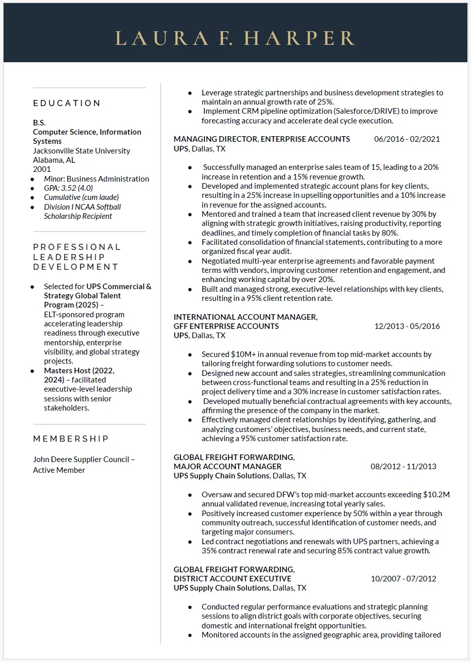 Head Of Customer Success CV Example