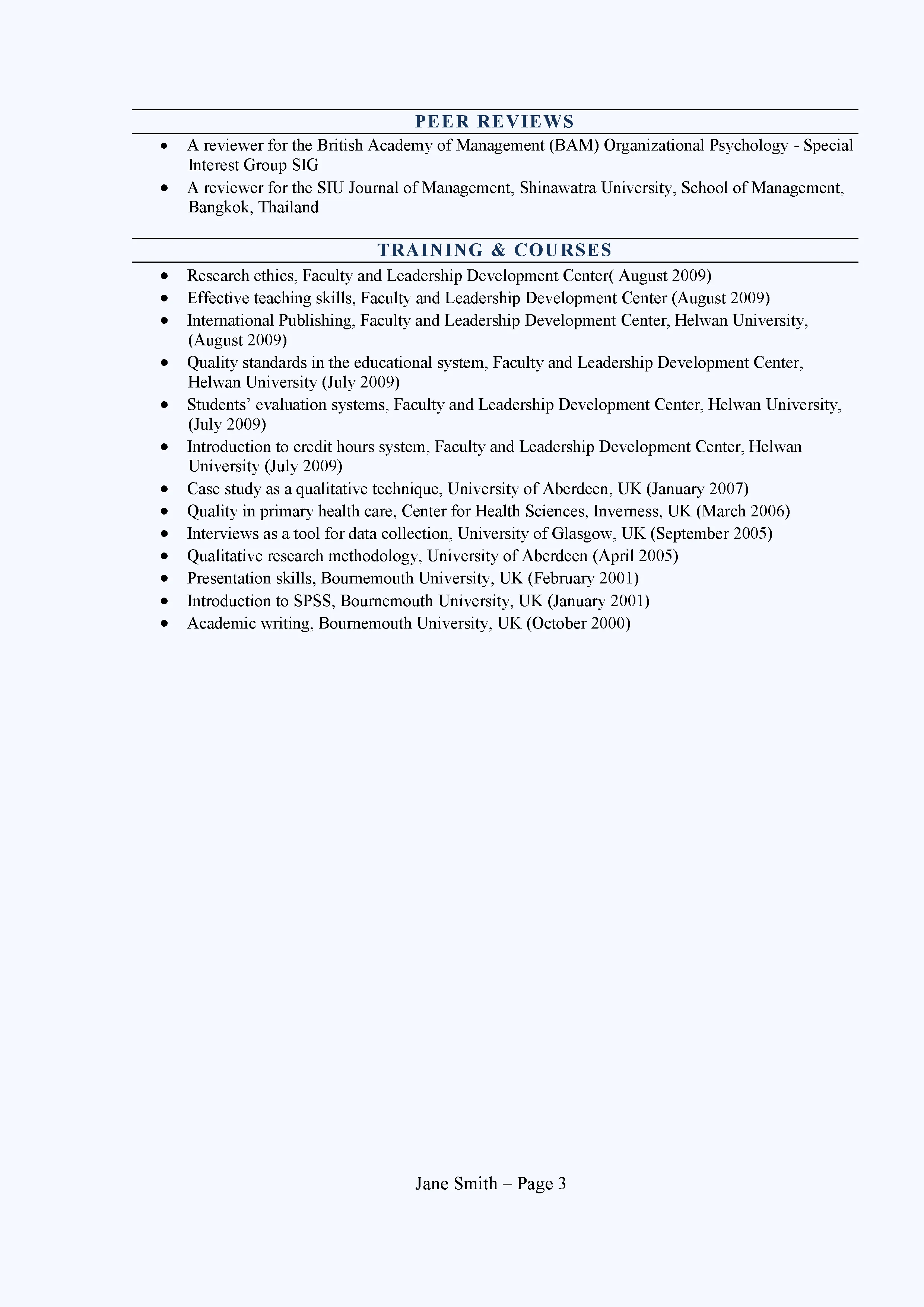 Teacher Lecturer CV Example