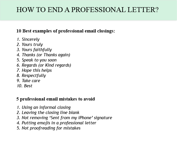 How to end a professional letter