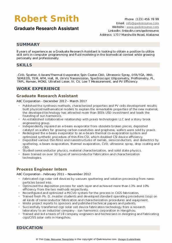 Perfect Research Assistant CV
