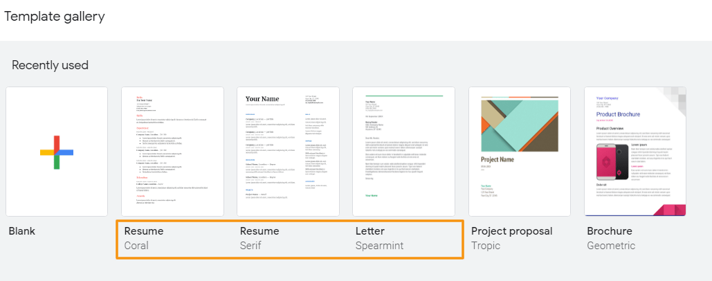 resume templates gallery